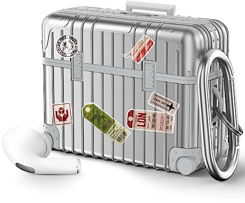 VISOOM Airpods Pro 2 Hülle Kompatibel mit Airpods Pro 2 2022 Case Cover Cute Stoßfeste Schutzhülle Weiches TPU mit Karabiner [Front-LED Sichtbar [Kabelloses Laden] (Silber) New