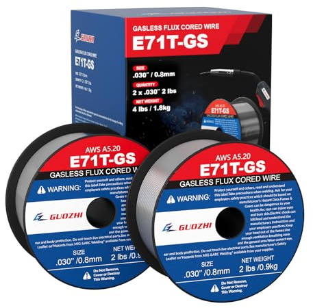 Flux Core Welding Wire, GZGUOZHI E71T-GS .030 2-Pound X 2 Spool Gasless Mild Carbon Steel Mig Welding Wire, Pack of 2