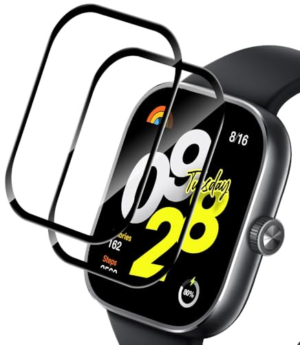 SeNool Protector de Pantalla Compatible con Xiaomi Redmi Watch 4, [2 Piezas] [3D Cobertura Completa, Anti-rasguños, Alta Definición], Película Protectora Compatible con Xiaomi Redmi Watch 4