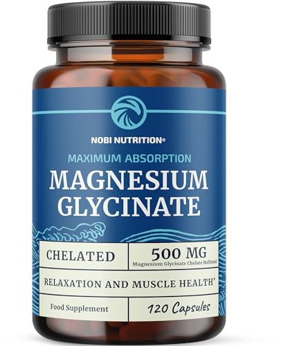 Magnesium Glycinate 500mg | Chelated for High Absorption | Muscle Relaxation, Bones, Heart, Nerve, Rest & Calm Support for Women & Men | Magnesium Chelate Supplement & Bisglycinate Complex | 120ct