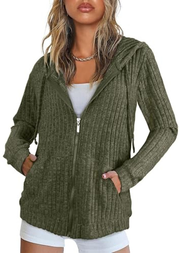 Flikity Hoodie Damen Reißverschluss Sweatjacke mit Kapuze Sweatshirt Jacke | Basics Kapuzenpullover Damen Zip Hoodie Jacke Leichte Frühling Sommer Herbst Kleidung