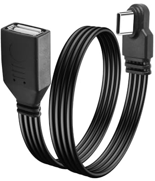 JSADZKJ 90 grados ángulo recto USB C Cable USB tipo C a USB A macho a hembra Cable de datos plano USB C OTG Cable de datos para el teléfono Tablet Laptop 11.8in/30CM (Izquierda/ángulo recto)