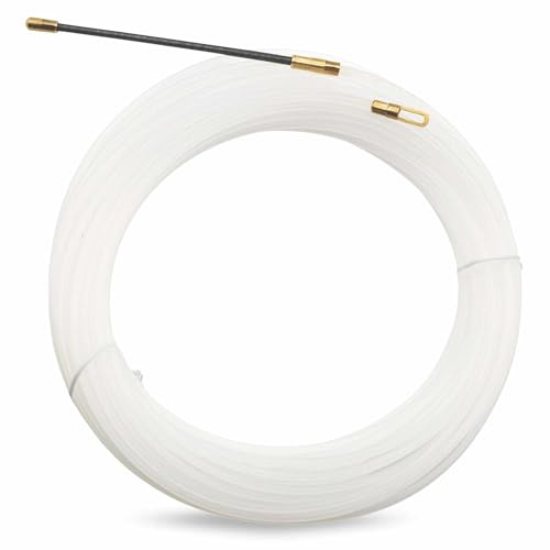 TECHZOCO Guía Pasacables de nylon, Pasacables de Nylon, Guía de Cableado Flexible, Tiracables de Nylon, Guía para Instalación Cables, Terminales Mixtos, Acero + Nylon, diámetro 3 mm x 20 metro largo