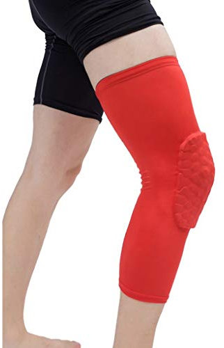 MQPALZKD 1 Pair Basketball Knee Pads Honeycomb Elastic Kneepad Compression Sleeve Foam Brace Pat Protector Volleyball Support(Rosso,L)