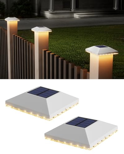 JACKYLED Solar Post Lights for 7×7 9×9 10×10 CM, IP65 Waterproof Post Lights, Auto Dusk to Dawn Solar Fence Light for Mailbox, Garden, Driveway (2pack)