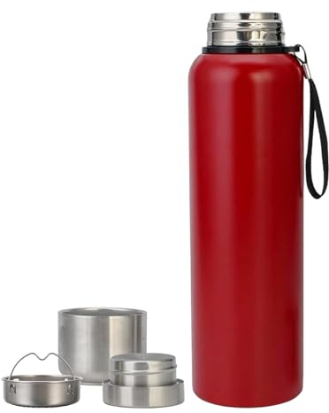 XUDREZ Bottiglia d'acqua in acciaio inox isolata sottovuoto da 1,5 L, grande bottiglia in metallo senza BPA, borraccia sportiva senza perdite per corsa, palestra, ciclismo (rosso)