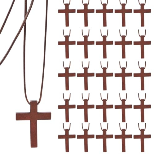 DELORIGIN 36 Stück Holzkreuz Halskette In Großpackung Für Männer Und Frauen Holzkreuz Anhänger Halskette Verstellbarer Holzanhänger Schmuck Geschenke Für Die Kirche Ostern Bibel Taufe