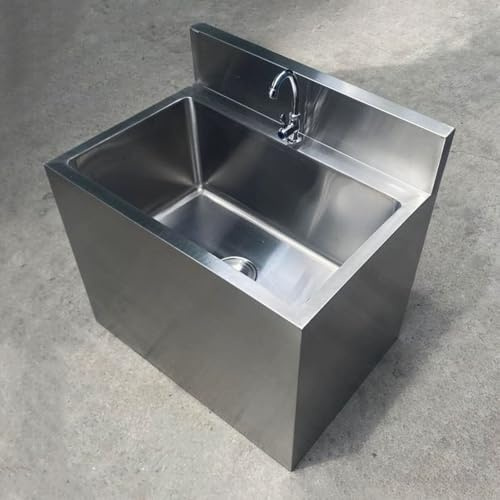 JIAOCKJIAO JKGHK Commercial Mop Sink, Free Standing Wash Station Mop Service Basin, Stainless Steel Mops Pool with Faucet, Laundry Tub Slop Sink, for Laundry, Backyard, Balconies(27.5x19.6x21.6in)