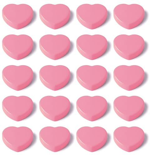 QOJOPU 20 Stück Magnete für Magnettafel, Mini Magnete Klein Herz Starke Magnete für Whiteboard & Kühlschrank, Rosa Magneten Flach, Dekorative Kühlschrankmagnete, Tafelmagnete für Pinnwand Büro Basteln