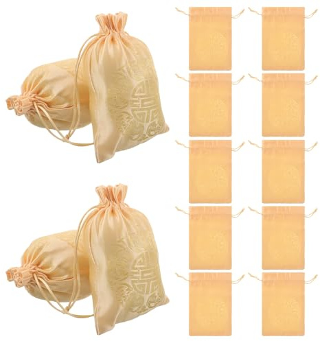 Operitacx 12 Stück Kleiner Kordelzugbeutel 13x18cm aus Rotem Stoff Hochzeits Süßigkeitentüten und Schmuckbeutel für Gastgeschenke und Geschenkverpackung