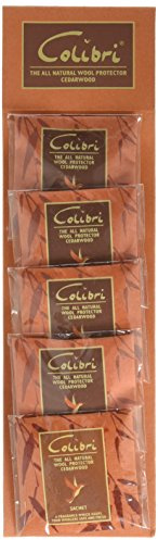 Colibri 6 x natürliche Mottenschutz Sachets, Säckchen mit Zedernholz für Schränke und Kommoden, hält bis zu 6 Monaten