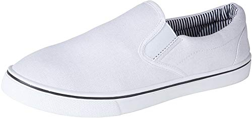 Mens Slip on Canvas Summer Shoes (9, White)