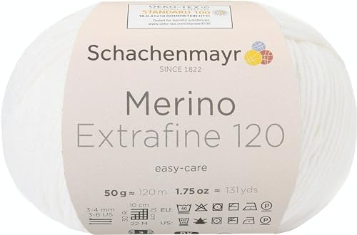 Schachenmayr Merino Extrafine 120 9807552-00101 weiß Handstrickgarn, Schurwolle