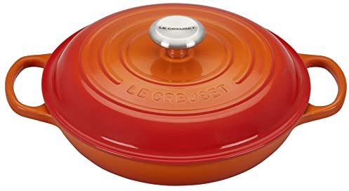 Le Creuset Colección Signature Cacerola Baja, Hierro Fundido, Naranja Volcánico, 26 cm