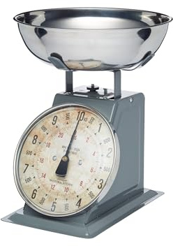 KitchenCraft Industrial Kitchen High-Capacity Heavy-Duty Mechanical Kitchen Scales, Food Weighing Scales for Cooking and Baking, with Bowl, 1 kg (22 lbs) – Grey