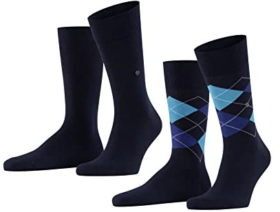 Burlington Herren Socken Everyday Mix Multipack M So Baumwolle gemustert 2 Paar, Blau Marine 6121, 40-46