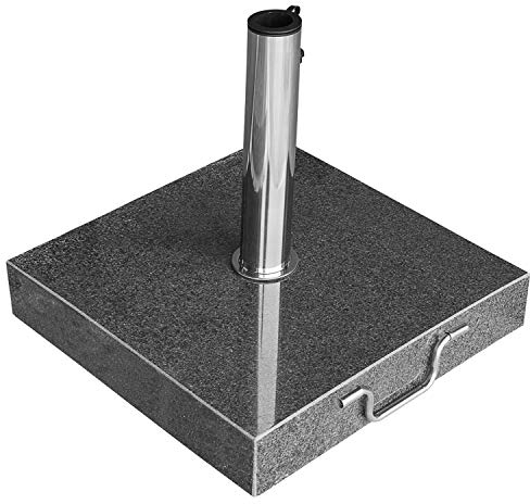 anndora Granit Sonnenschirmständer 40kg rollbar 45x45cm Adapter 48, 38mm - dunkelgrau poliert
