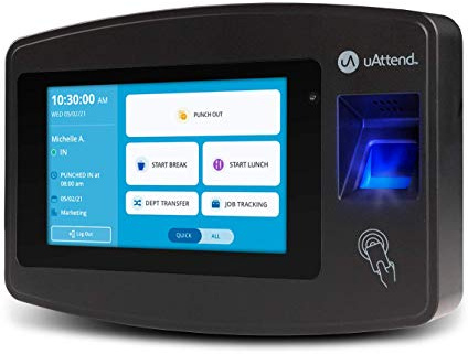 uAttend JR2000 Cloud Connected Biometric Attendance System: Fingerprint Time Clock, RFID, and PIN Punch Clock for Small Business