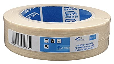 ACIT Cinta de papel para enmascarar, papel para pintar, masking tape, cinta carrocero fina, trabojos de pintura (30 mm)