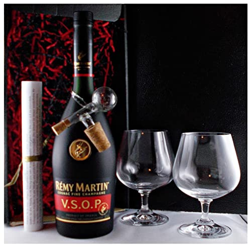 Remy Martin VSOP Cognac mit Gläser & Glaskugelportionierer Geschenk | Remy Martin mit Cognac Schwenker & Glaskugelportionierer zum feinen Dosieren im Geschenk Karton Geschenkset Männergeschenke