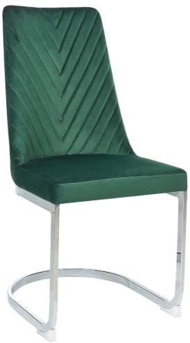 Beliani Set of 2 Upholstered Velvet Dining Chairs Emerald Green with Metal Legs 46x58x95 cm ALTOONA