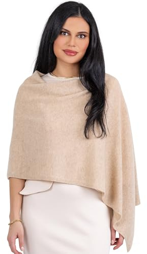 Velanio Cashmere Cashmere Knitted Poncho 100% Mongolian Cashmere Dress Topper for Women Wrap [Gift Box]