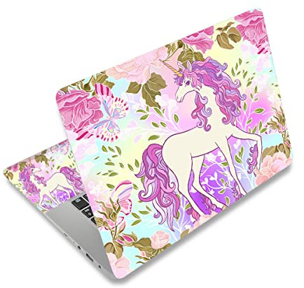 Laptop-Aufkleber, Aufkleber, wiederverwendbar, für 12 / 13 / 14 / 15 / 15,6 Zoll (39,6 cm), für Toshiba Hp Samsung Dell Apple Acer Leonovo Sony Asus Laptop Notebook (rosa Einhorn)