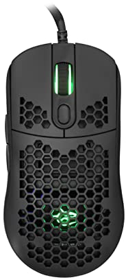 White Shark, Galahad Black, Mouse da Gaming con Cavo USB, Mouse Ottico per PC Gaming con Pulsante per Attivare i LED, 6 Pulsanti Programmabili, Compatibile con Windows e MacOS, Nero