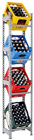 PROREGAL Getränkekistenregal High Big Camel | Grau | 4 Kisten | HxBxT 200x40x30cm | Kistenregal Getränkeregal Wasserkistenregal Bierkistenregal