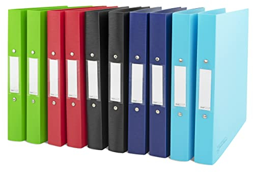 Rapesco 1720 Ringbuch mit Antibakteriellen Schutz, 2 Ringe, 35 mm Rücken, A4, Sortierte Farben, 10er Pack