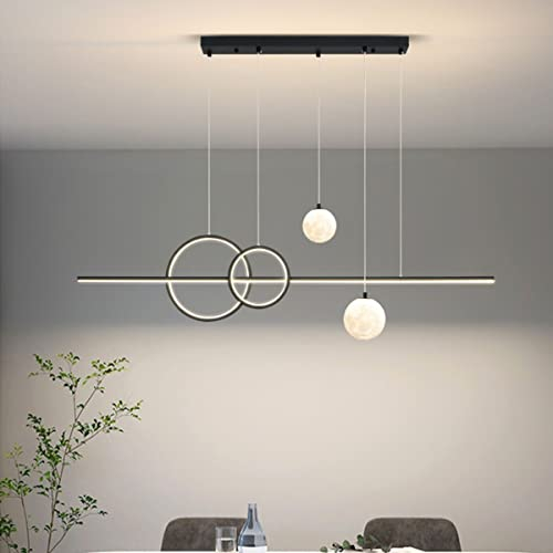 Bellastein LED Hängeleuchte Modern Dimmbar Esstisch Pendelleuchte mit Fernbedienung Hängeleuchte 36W Höhenverstellbar Kronleuchter für Esszimmer Wohnzimmer Bar Büro lampe (schwarz)