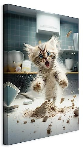 murando - Akustikbild Katze lustig Bilder 80x120 cm Akustikschaum Hochleistungsschallabsorber Schallschutz 1 tlg Wandbild Raumakustik Schalldämmung Kätzchen Küche g-H-10019-b-b