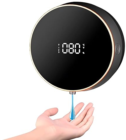 300ml Seifenspender Automatisch Wandmontage Elektrischer Soap Dispenser No Touch Schaumseifenspender mit Sensor,Elektrischer Seifenspender mit USB Wiederaufladbar,IPX5 Wasserdicht (Schwarz Gel)