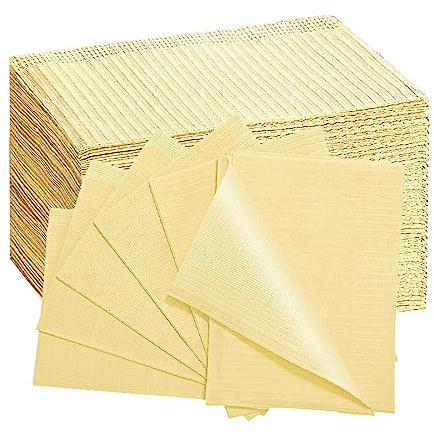 50 Stück Zahnarzt-Lätzchen, Einweg-Lätzchen, 33 x 45,7 cm, 3-lagige Dental-Servietten, Tattoo-Lätzchen, Nagel-Tischtuch, wasserdicht, für Zahnklinik, Tattoo-Shop und Schönheitssalon, Gelb