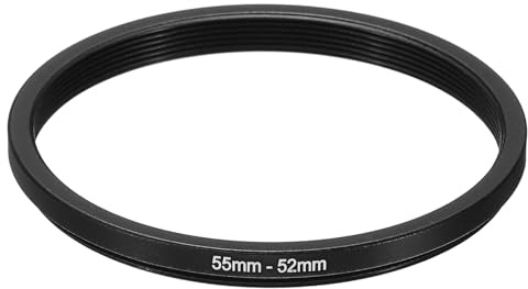 PATIKIL Anello di Riduzione in Metallo da 55mm a 52mm, Anello Adattatore Filtro Obiettivo Fotocamera Anello Adattatore Filtro in Alluminio per Paraluce Obiettivo Fotocamera, Nero