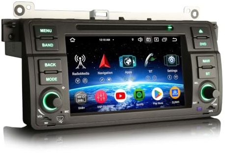Erisin 7 Zoll 8-Kern 4GB RAM+64GB ROM Android 16 Autoradio mit GPS Navi für BMW E46 3er 318i 320d 325i M3 Rover 75 MG ZT Bluetooth 5.0 CarPlay Android Auto WiFi 4G DSP DAB+ USB RDS OBD2 DVD CD Canbus