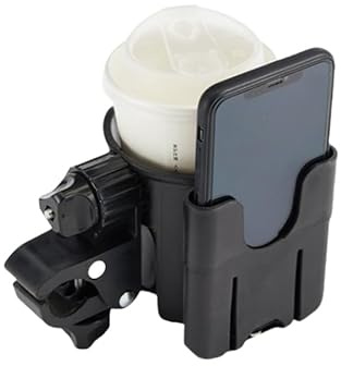 PengLAI Pram Cup Holder -Multipurpose Pram Drink Holder with Phone Mount – Adjustable Cup & Bottle Holder for Strollers, Wheelchairs, and Mobility Scooter Accessories
