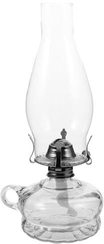 Yardenfun Petroleumlampe Glas Tisch Öllampe Dekorative Lampe Petroleum Laterne Innenbereich Wohnzimmer Ornament Tempel Kirche Bauernhaus Villa Kaminschale Tischaufsatz Leicht Zu Reinigen