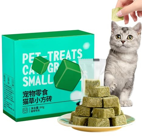 Cat Grass Snack - 60g Chew Freeze Dried Snack Pet Cat Natural Grass Food | Natural Cat Grass Freeze Dried Food, Catnip Kitten Teeth Care Edible Food Toys for Hair Removal for Bedroom, Study Room