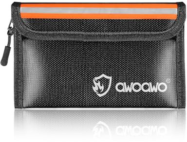 Feuerfeste Tasche mit Reflektorstreifen 20x13cm - Praktische Kleine Feuerfeste Geldtasche für Dokumente, Bargeld und Wertsachen, 5200°F hitzebeständig wasserdicht - Schwarz 1 Stück