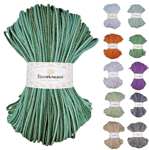 Sznurkomania, Geflochtene Baumwollkordel 5mm 100m, Farbmix, Häkelkordel, Makramee Kordel, Premium Garn, Makramee Seil, (Forest)