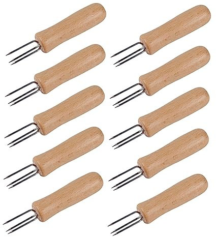 Amosfun Lot De 10 Fourchettes À Trois Dents En Acier Inoxydable Pour Barbecue De Maïs Confortables À Tenir Couleurs Assorties