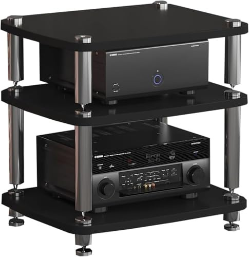 HiFi-Rack Druckerregal 3-stufige Audio/Video Regal Medienständer HiFi-Audioschrank Lautsprecher-Rack Plattenspieler-Regal Offenes Lagerregal Shelf Rack Printer Shelf Für Home Office Kino(Style 2)
