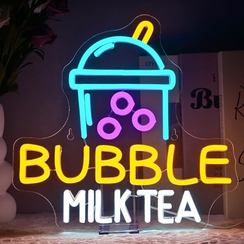 SIGNSHIP Milch Tee Neon Schild,Blase Tee Led Led Schild für Wand Decor,Drink Display Neon Sign,Zeichen für Kaffee Bar Restaurant Cafe Store Geschäft Boba Tee Party Getränkegeschäft