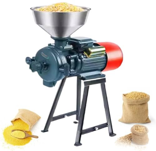 Electric Mill Wet Dry Cereals Grinder, All Copper Motor, with Installation Tools, 3500W Milling Machine, with Funnel, Rice, Corn, Grain, Coffee, Wheat, Feed, Flour Grinding Miller