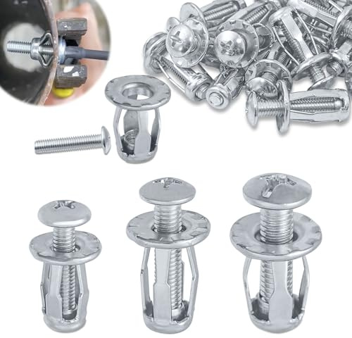 Hevysuo 45 Piezas Tuercas en Forma de Pétalo M4 M5 M6,Tornillos de Pétalos de Flores de Metal,Anclajes Robustos Para Pared Hueca para Paneles de Yeso,Chapa de Hierro,Pared,Plateado