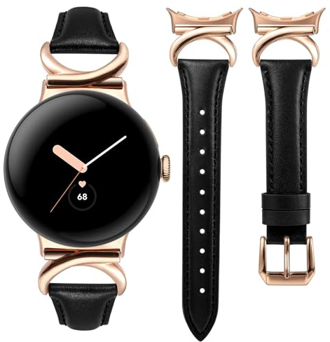 TOYOUTHS Lederarmband Kompatibel mit Google Pixel Watch 4/3 41mm/Pixel Watch 2/1 Damen, Schlank Luxus Elegant Dressy Leder Armbänder mit C-förmiger Schnalle