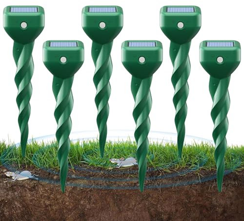 Maulwurf Vertreiber,Karbid Gegen Maulwürfe,Ultra Wirksamer Solar Maulwurf Vertreiber - Wetterfest und Umweltfreundlich Ideal für Gärten und Rasen（6 Stück）