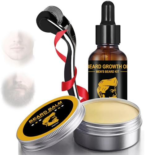 Soin Barbe Homme Kit, Huile De Barbe Hydratante & Nourrissante, Kit Huile de Croissance à barbe, Soin Baume à Barbe, Outil De Soins, Pour tous les types de barbe, Cadeau pour hommes
