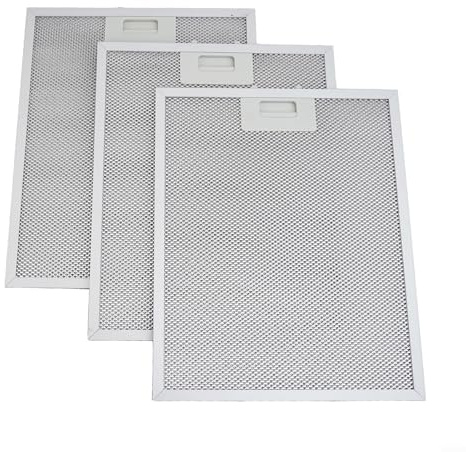 Besttoolifes Filtro de grasa de metal para campana extractora de 3 piezas, 340 x 280 x 9 mm, filtro de ventilación de campana extractora de aluminio de 5 capas
